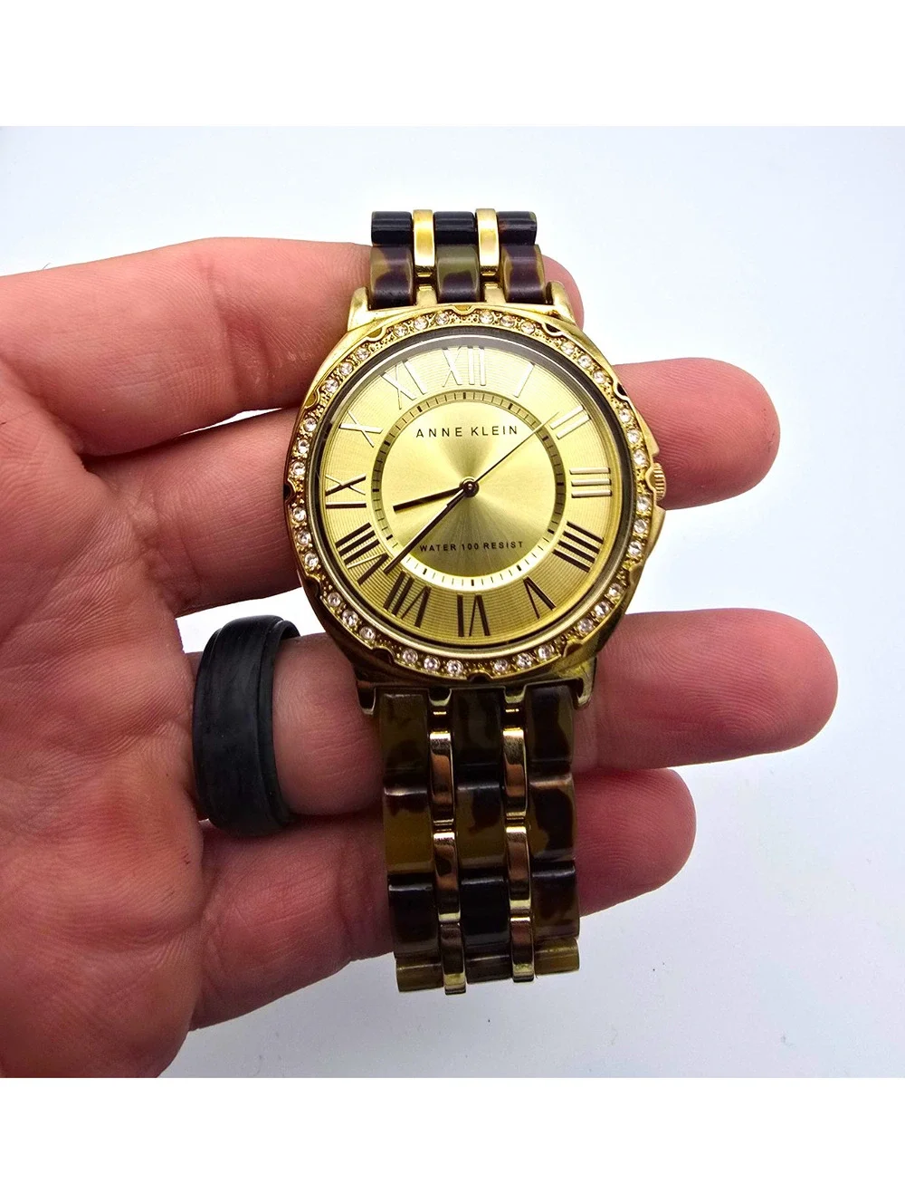 Anne Klein Women’s Quartz Analog Watch Gold Dial Roman Numerals 30m